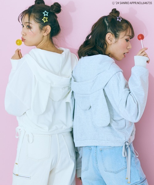 marun(マルン)の「<大きいサイズ> シナモロールクロップド丈パーカー marun(パーカー・レディース・ホワイト/グレー・L/LL/3L/4L/5L)」の14枚目の写真