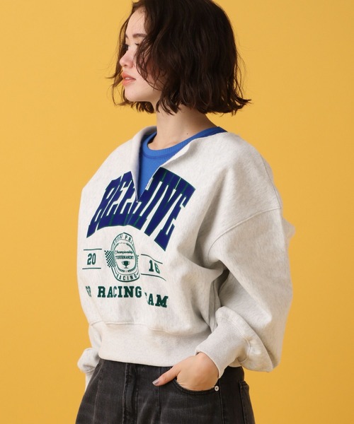 PBLIM(ページボーイリム)の「PBLIM/カレッジフロッキーショートVプルオーバー(スウェット・レディース・ネイビー/ブルー/杢グレー・FREE)」の5枚目の写真