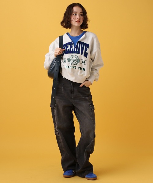 PBLIM(ページボーイリム)の「PBLIM/カレッジフロッキーショートVプルオーバー(スウェット・レディース・ネイビー/ブルー/杢グレー・FREE)」の7枚目の写真