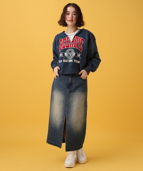 PBLIM(ページボーイリム)の「PBLIM/カレッジフロッキーショートVプルオーバー(スウェット・レディース・ネイビー/ブルー/杢グレー・FREE)」の18枚目の写真