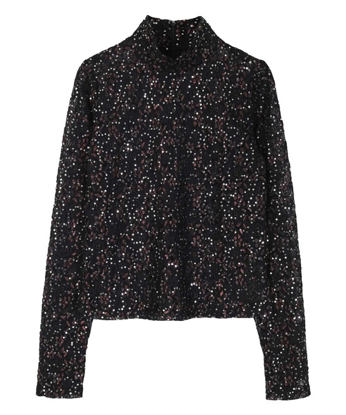 miette（ミエット）の「スパンコールレースハイネックトップス（Tシャツ/カットソー・レディース・ライトグリーン/ブラック/ブルー/ピンク・FREE）」の13枚目の写真