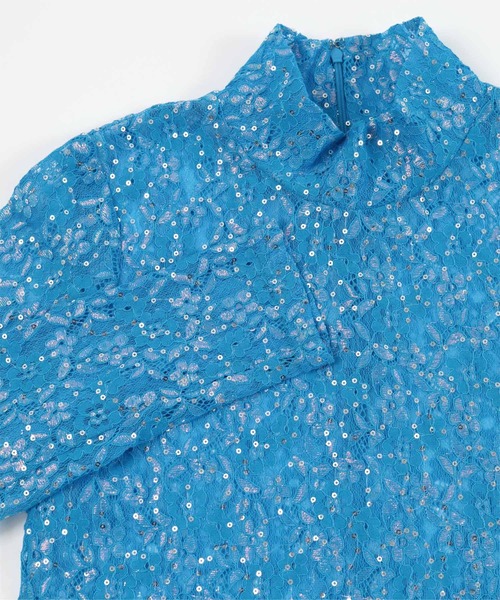 miette（ミエット）の「スパンコールレースハイネックトップス（Tシャツ/カットソー・レディース・ライトグリーン/ブラック/ブルー/ピンク・FREE）」の17枚目の写真