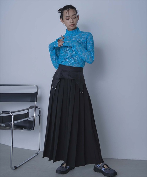 miette（ミエット）の「スパンコールレースハイネックトップス（Tシャツ/カットソー・レディース・ライトグリーン/ブラック/ブルー/ピンク・FREE）」の9枚目の写真