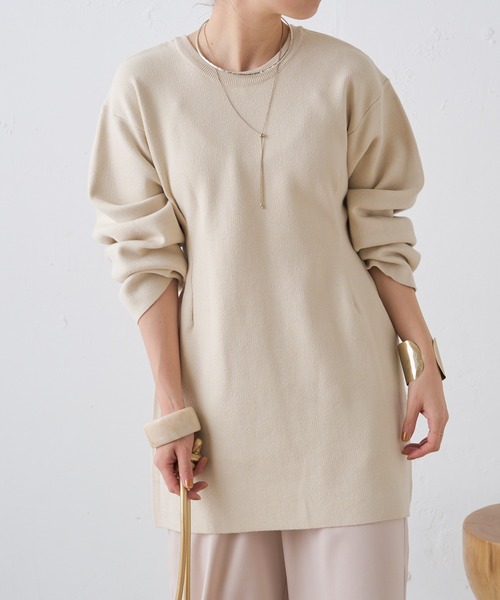 Omekashi（オメカシ）の「2wayニットチュニックワンピース（ワンピース・レディース・アイボリー/ブラック・FREE）」の4枚目の写真