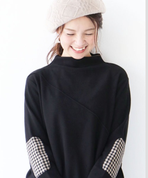 sanpo kuschel(サンポクシェル)の「チェックで映える肘パッチフリース(Tシャツ/カットソー・レディース・ブラック・FREE)」の3枚目の写真