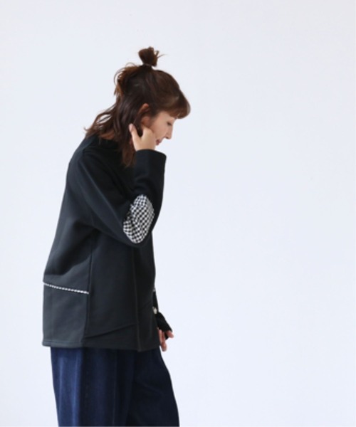 sanpo kuschel(サンポクシェル)の「チェックで映える肘パッチフリース(Tシャツ/カットソー・レディース・ブラック・FREE)」の12枚目の写真