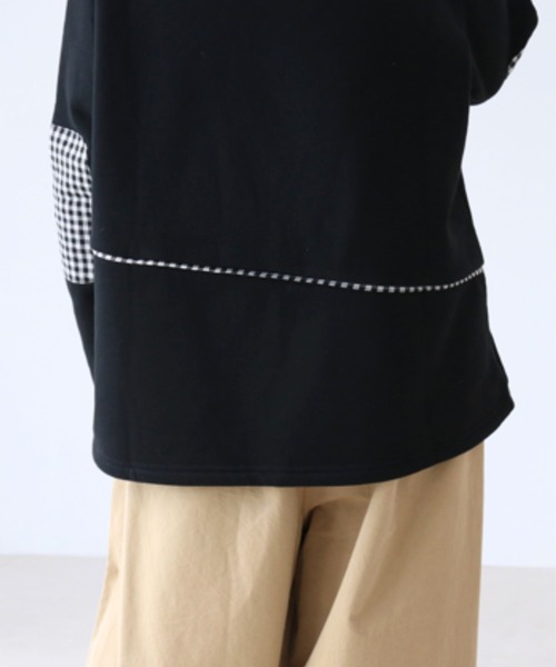 sanpo kuschel(サンポクシェル)の「チェックで映える肘パッチフリース(Tシャツ/カットソー・レディース・ブラック・FREE)」の13枚目の写真