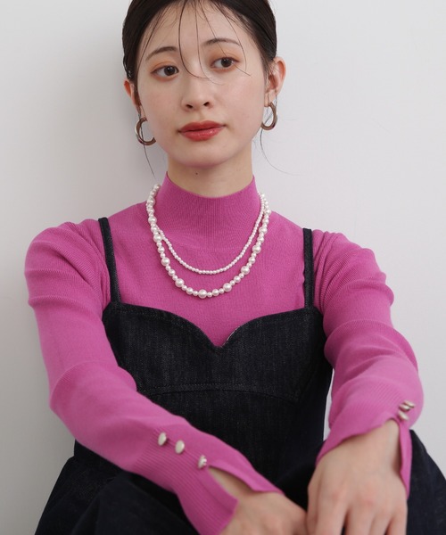 N.(N. Natural Beauty Basic)(エヌエヌナチュラルビューティーベーシック)の「◆コンビパールネックレス(ネックレス・レディース・ホワイト・フリ-)」の2枚目の写真