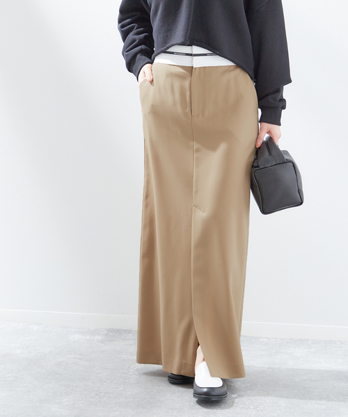 PROTAGONISTA(プロタゴニスタ)の「【PROTAGONISTA/プロタゴニスタ】スリットスカート(スカート・レディース・ベージュ/ブラック・X-SMALL)」の1枚目の写真