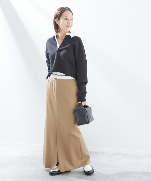 PROTAGONISTA(プロタゴニスタ)の「【PROTAGONISTA/プロタゴニスタ】スリットスカート(スカート・レディース・ベージュ/ブラック・X-SMALL)」の3枚目の写真