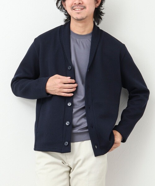 NOLLEY'S goodman(ノーリーズグッドマン)の「クォーターゲージ ショールカラーカーディガン(カーディガン/ボレロ・メンズ・サックスブルー/ダークネイビー/ベージュ・M/L/S)」の1枚目の写真