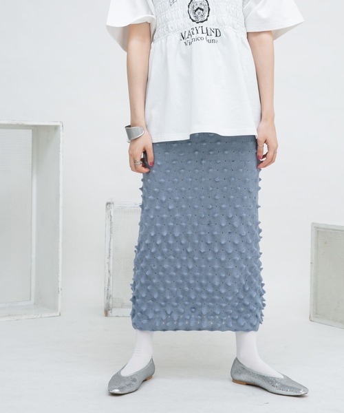 KBF（ケイビーエフ）の「ポコポコニットスカート（スカート・レディース・ライトブルー/ブラック・ONE）」の21枚目の写真