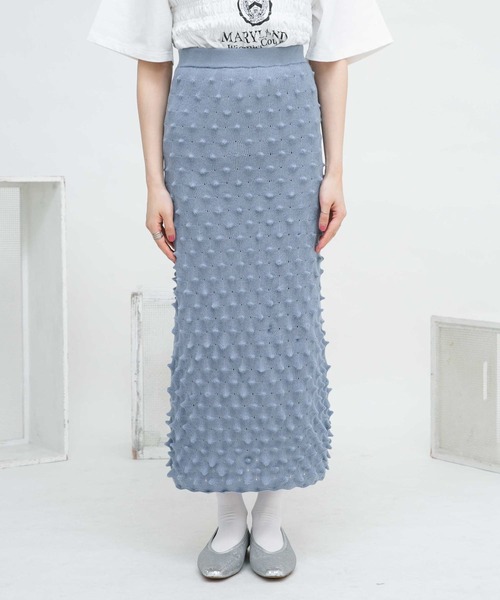 KBF（ケイビーエフ）の「ポコポコニットスカート（スカート・レディース・ライトブルー/ブラック・ONE）」の15枚目の写真