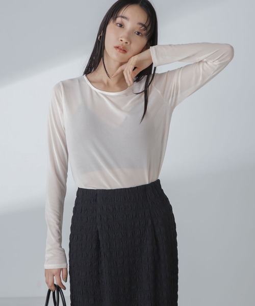 NANO universe（ナノユニバース）の「ストレッチチュール 前後2wayシアートップス（Tシャツ/カットソー・レディース・その他1/その他2/その他3・S/M）」の10枚目の写真