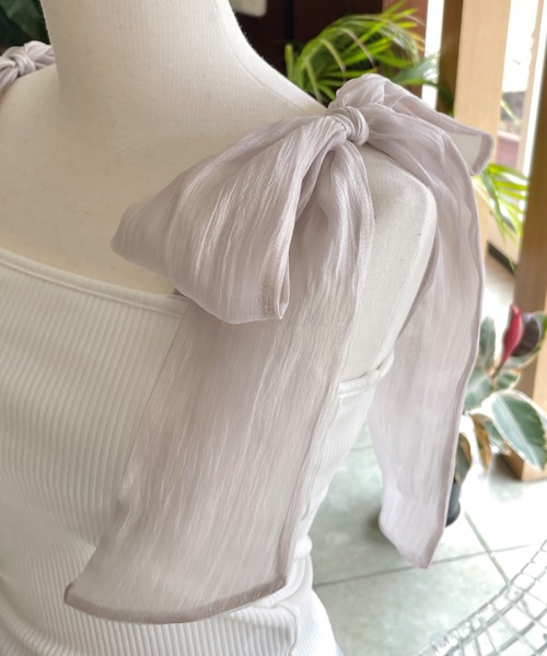 NOMAE(ノーマエ)の「【再入荷】シアーリボンキャミ / カップ付き(キャミソール・レディース・ブラック/アイボリー/ピンク・FREE)」の3枚目の写真