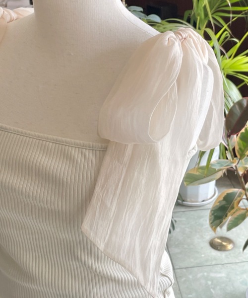 NOMAE(ノーマエ)の「【再入荷】シアーリボンキャミ / カップ付き(キャミソール・レディース・ブラック/アイボリー/ピンク・FREE)」の8枚目の写真