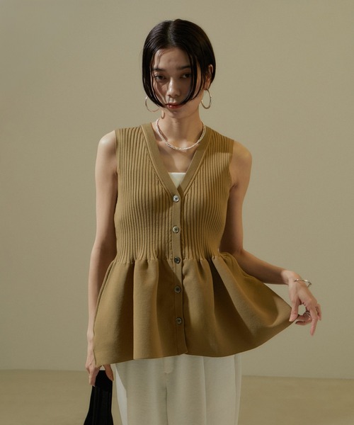SALON adam et ropé 2WAYリブフレアーペプラムプルオーバー SALON adam et rope'｜【2WAY】リブフレアーペプラムプル