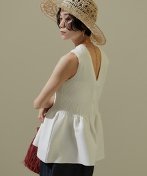 【2WAY】リブフレアーペプラムプルオーバー