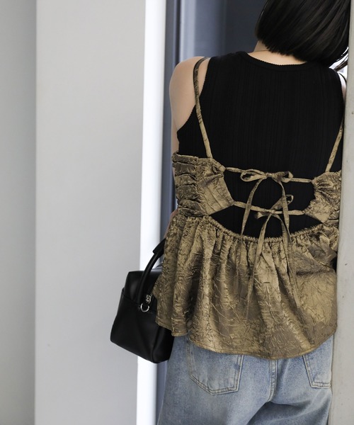 select MOCA（セレクトモカ）の「【ZOZO限定】ジャガードシャーリングキャミソールビスチェ（ベスト・レディース・カーキ/ブラック・FREE）」の11枚目の写真