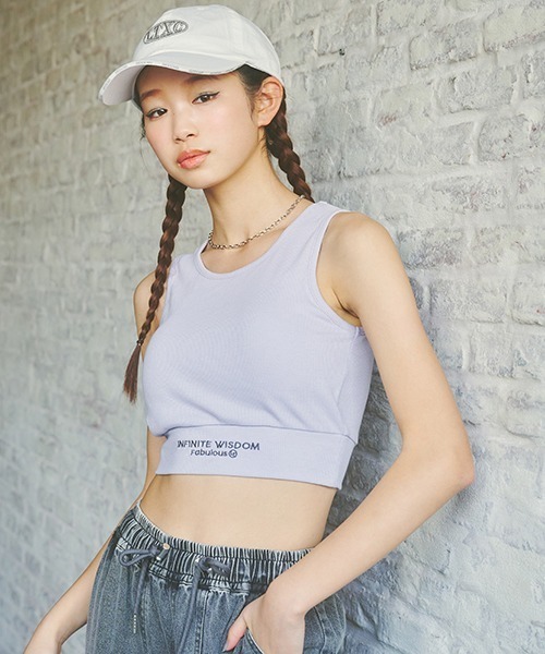 LOVETOXIC（ラブトキシック）の「【LTXC】【吸水速乾】クロップドタンクトップ（タンクトップ・キッズ・オフホワイト/ブラック/ラベンダー/ライトグリーン・L/S/M）」の4枚目の写真