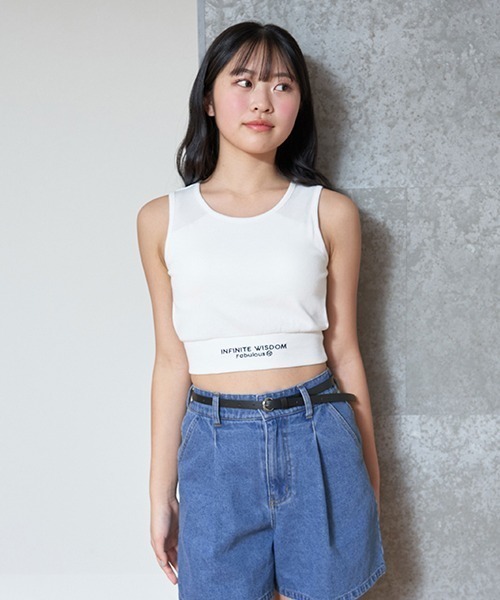 LOVETOXIC（ラブトキシック）の「【LTXC】【吸水速乾】クロップドタンクトップ（タンクトップ・キッズ・オフホワイト/ブラック/ラベンダー/ライトグリーン・L/S/M）」の2枚目の写真