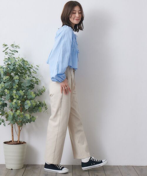 RETRO GIRL(レトロガール)の「フロントリボンBL(シャツ/ブラウス・レディース・ブルー/オフホワイト/ベージュ・FREE)」の10枚目の写真