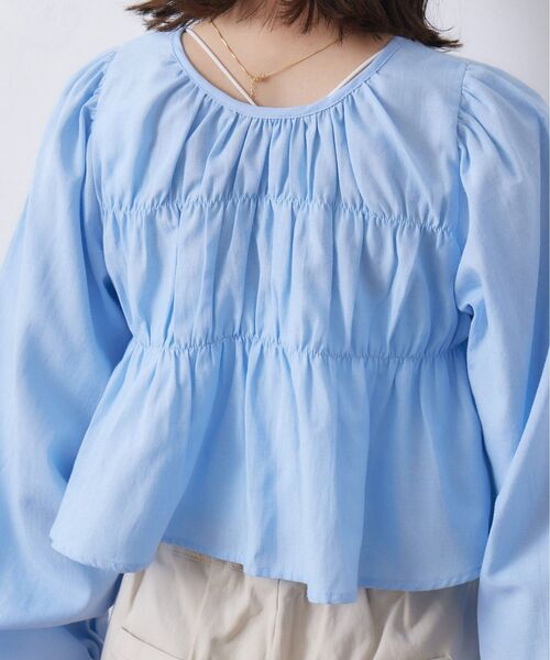 RETRO GIRL(レトロガール)の「フロントリボンBL(シャツ/ブラウス・レディース・ブルー/オフホワイト/ベージュ・FREE)」の20枚目の写真