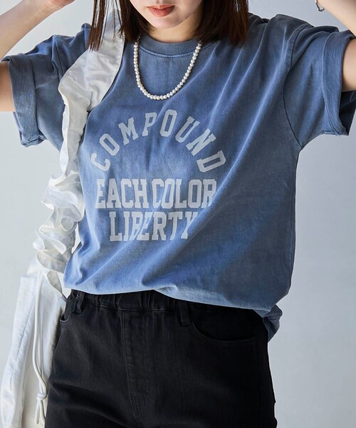 coen（コーエン）の「ピグメントアソートロゴプリントTシャツ（Tシャツ/カットソー・レディース・オフホワイト/ダークグレー/ネイビー・M/L）」の3枚目の写真