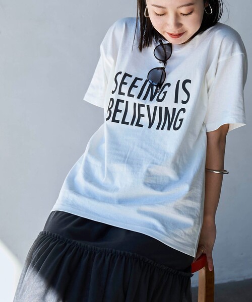 coen（コーエン）の「ピグメントアソートロゴプリントTシャツ（Tシャツ/カットソー・レディース・オフホワイト/ダークグレー/ネイビー・M/L）」の13枚目の写真