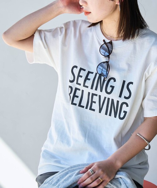 coen（コーエン）の「ピグメントアソートロゴプリントTシャツ（Tシャツ/カットソー・レディース・オフホワイト/ダークグレー/ネイビー・M/L）」の14枚目の写真