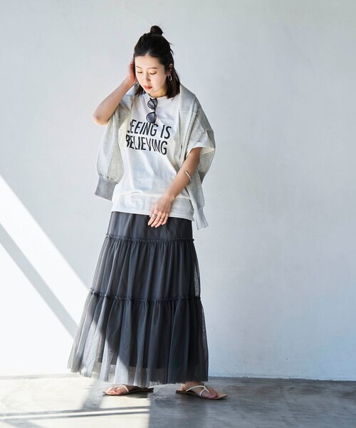 coen（コーエン）の「ピグメントアソートロゴプリントTシャツ（Tシャツ/カットソー・レディース・オフホワイト/ダークグレー/ネイビー・M/L）」の16枚目の写真