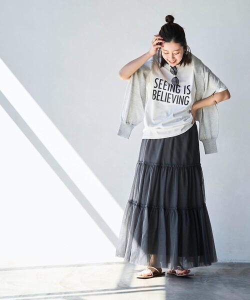 coen（コーエン）の「ピグメントアソートロゴプリントTシャツ（Tシャツ/カットソー・レディース・オフホワイト/ダークグレー/ネイビー・M/L）」の18枚目の写真