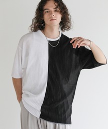 Buyer's Select / プリーツストライプクルーネック半袖Tシャツ