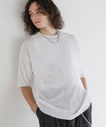 Buyer's Select / プリーツストライプクルーネック半袖Tシャツ