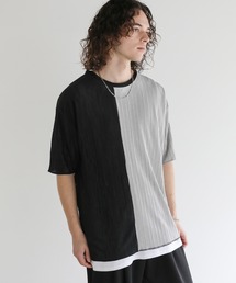 Buyer's Select / プリーツストライプクルーネック半袖Tシャツ