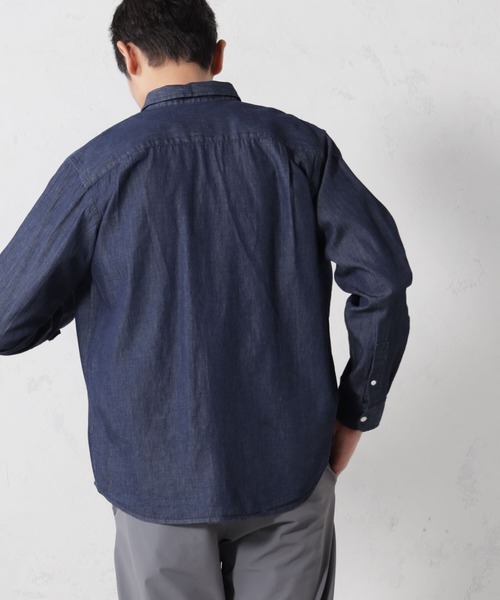 FOUND GOOD（ファウンドグッド）の「デニムシャツ（シャツ/ブラウス・メンズ・ブルー系5/ネイビー/ベージュ・XL/S/M/L）」の9枚目の写真