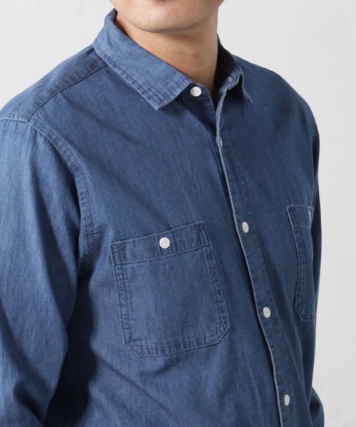 FOUND GOOD（ファウンドグッド）の「デニムシャツ（シャツ/ブラウス・メンズ・ブルー系5/ネイビー/ベージュ・XL/S/M/L）」の14枚目の写真