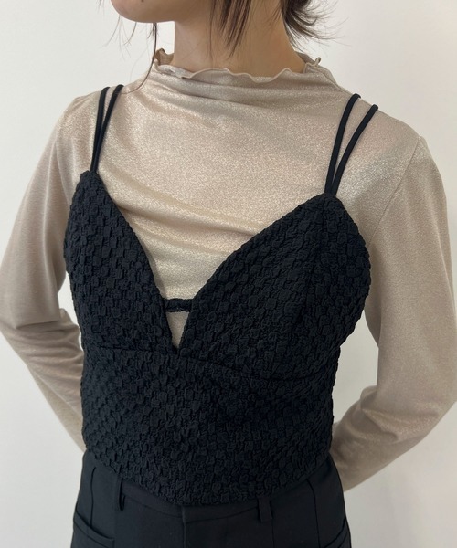 byYOUANCE（バイユアンス）の「ふくれジャガードリボンビスチェ（ベスト・レディース・ブラック・FREE）」の4枚目の写真