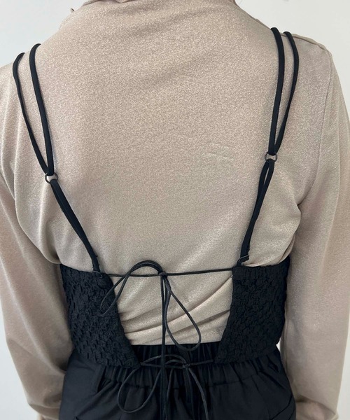byYOUANCE（バイユアンス）の「ふくれジャガードリボンビスチェ（ベスト・レディース・ブラック・FREE）」の5枚目の写真