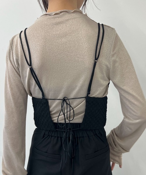 byYOUANCE（バイユアンス）の「ふくれジャガードリボンビスチェ（ベスト・レディース・ブラック・FREE）」の6枚目の写真