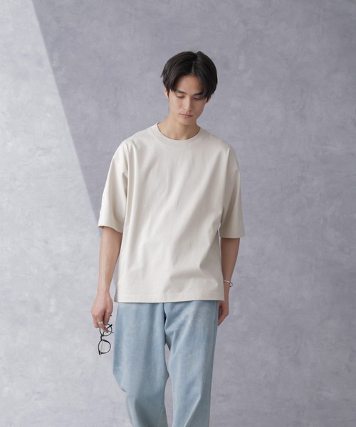 NANO universe（ナノユニバース）の「WEB限定 ヘビーウェイトワイドTシャツ 半袖（Tシャツ/カットソー・メンズ・チャコール/ブルーグレー/ホワイト/ベージュ系その他・S/M/L/XL）」の14枚目の写真