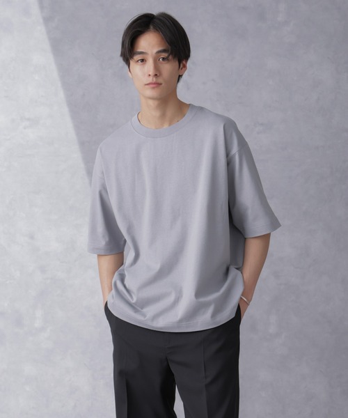 NANO universe（ナノユニバース）の「WEB限定 ヘビーウェイトワイドTシャツ 半袖（Tシャツ/カットソー・メンズ・チャコール/ブルーグレー/ホワイト/ベージュ系その他・S/M/L/XL）」の17枚目の写真