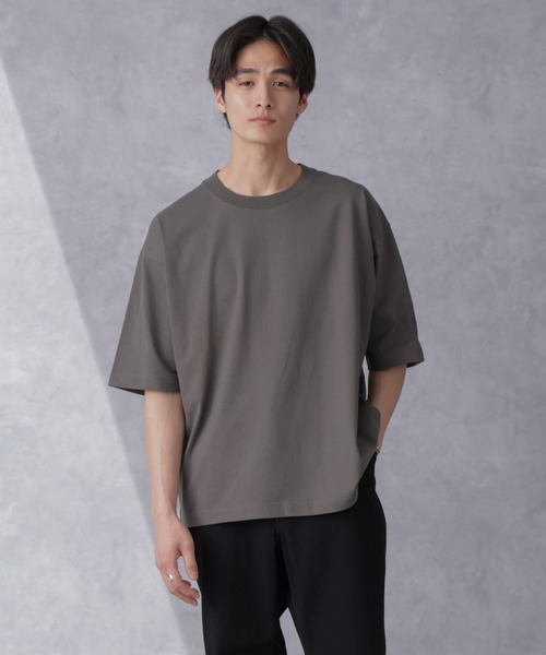 NANO universe（ナノユニバース）の「WEB限定 ヘビーウェイトワイドTシャツ 半袖（Tシャツ/カットソー・メンズ・チャコール/ブルーグレー/ホワイト/ベージュ系その他・S/M/L/XL）」の6枚目の写真