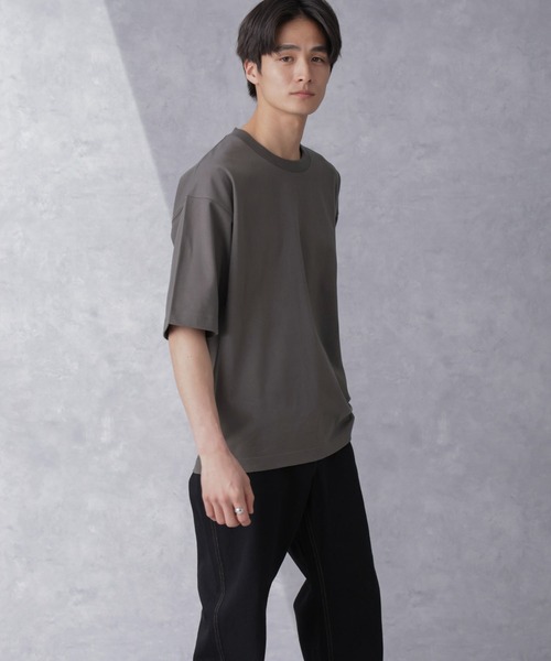 NANO universe（ナノユニバース）の「WEB限定 ヘビーウェイトワイドTシャツ 半袖（Tシャツ/カットソー・メンズ・チャコール/ブルーグレー/ホワイト/ベージュ系その他・S/M/L/XL）」の7枚目の写真