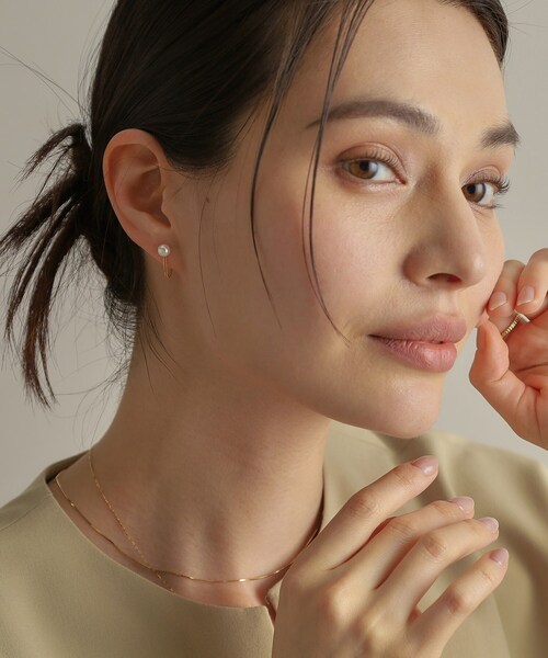 K18パール キヘイチェーン フープピアス（ピアス（両耳用