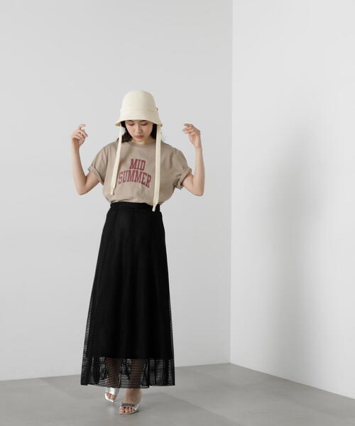 N.（N. Natural Beauty Basic）（エヌエヌナチュラルビューティーベーシック）の「◆メッシュパネルスカート（スカート・レディース・ホワイト/ブラック・MEDIUM）」の17枚目の写真