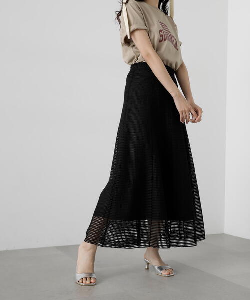 N.（N. Natural Beauty Basic）（エヌエヌナチュラルビューティーベーシック）の「◆メッシュパネルスカート（スカート・レディース・ホワイト/ブラック・MEDIUM）」の20枚目の写真