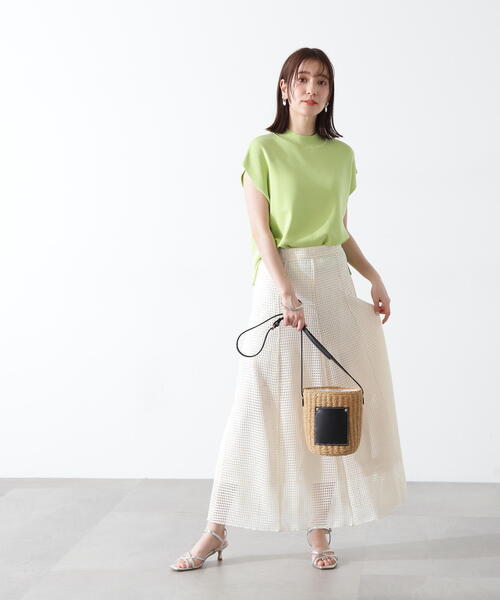 N.（N. Natural Beauty Basic）（エヌエヌナチュラルビューティーベーシック）の「◆メッシュパネルスカート（スカート・レディース・ホワイト/ブラック・MEDIUM）」の22枚目の写真