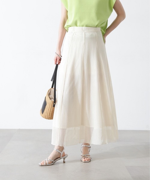 N.（N. Natural Beauty Basic）（エヌエヌナチュラルビューティーベーシック）の「◆メッシュパネルスカート（スカート・レディース・ホワイト/ブラック・MEDIUM）」の5枚目の写真