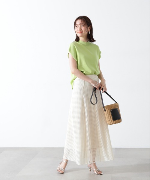 N.（N. Natural Beauty Basic）（エヌエヌナチュラルビューティーベーシック）の「◆メッシュパネルスカート（スカート・レディース・ホワイト/ブラック・MEDIUM）」の7枚目の写真